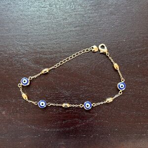 Gold and Blue Evil Eye Bracelet